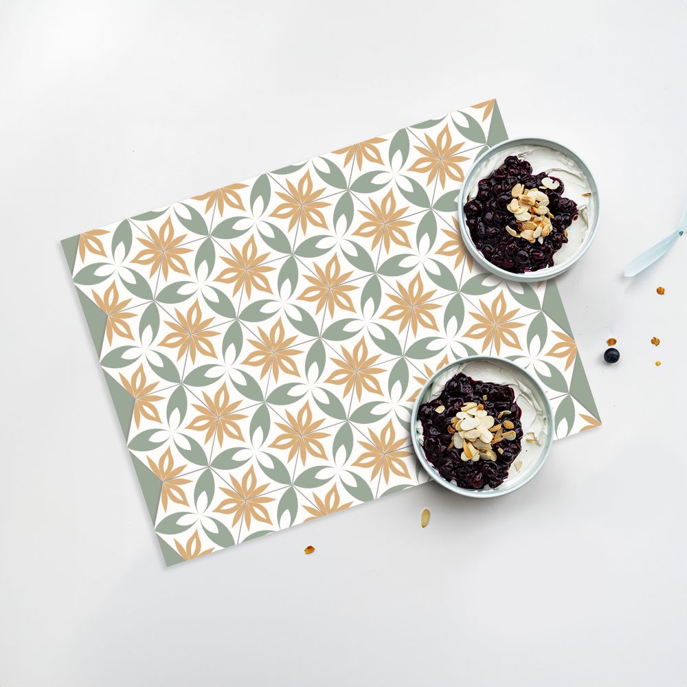 Lot de 4 sets de table en vinyle / Motif floral géométrique