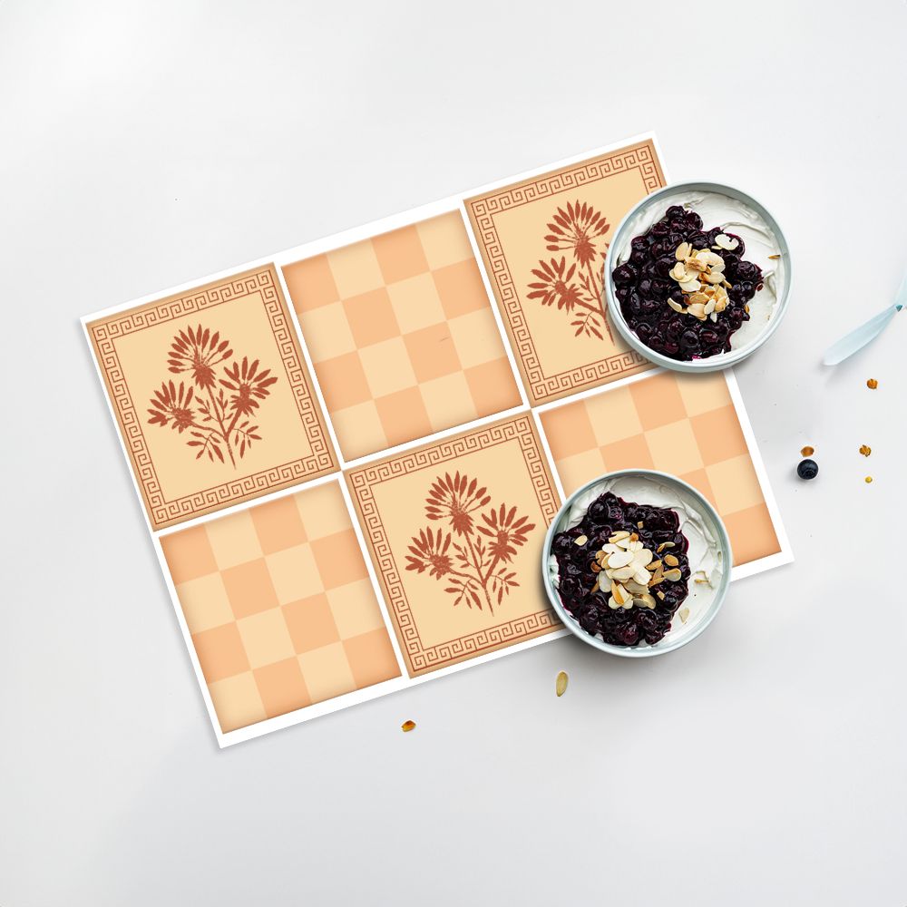 Lot de 4 sets de table en vinyle / Motif floral et géométrique