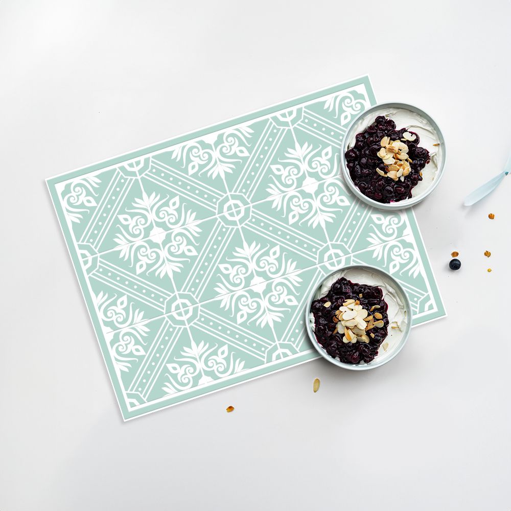 Lot de 4 sets de table en vinyle / Motif floral géométrique