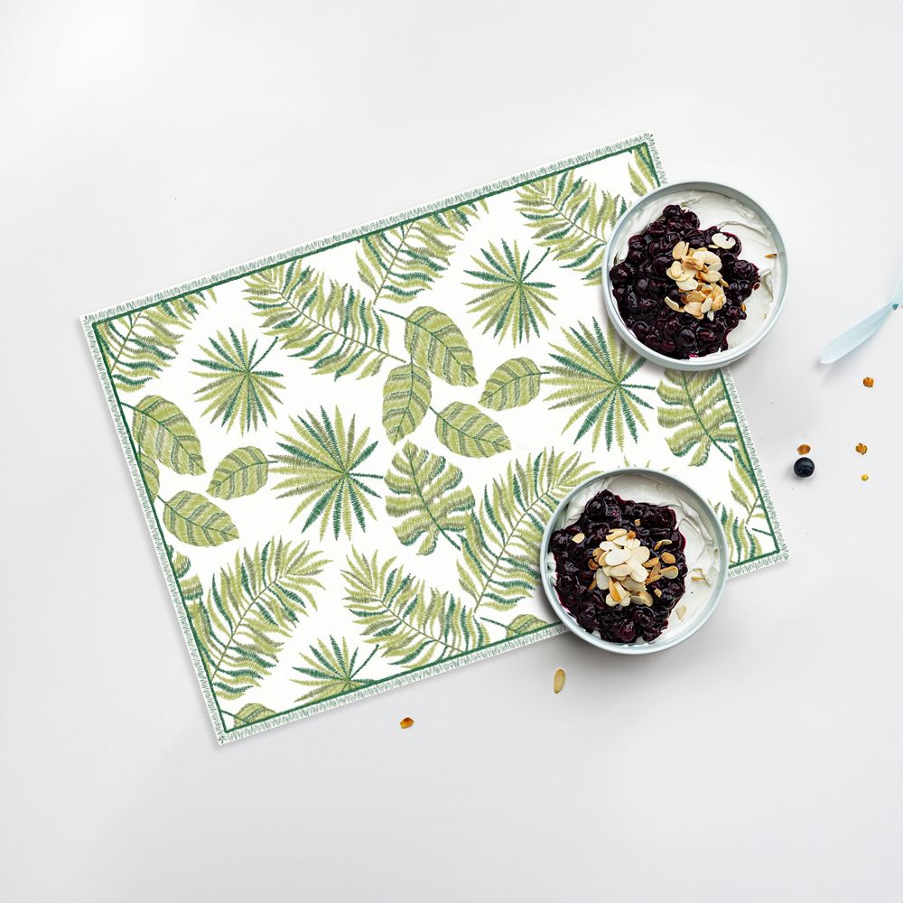 Lot de 4 sets de table en vinyle / Feuilles tropicales