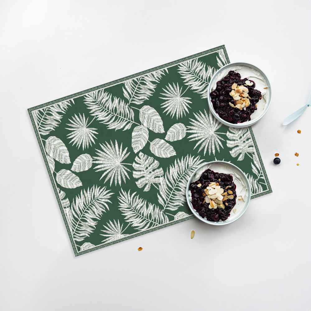 Lot de 4 sets de table en vinyle / Feuilles tropicales