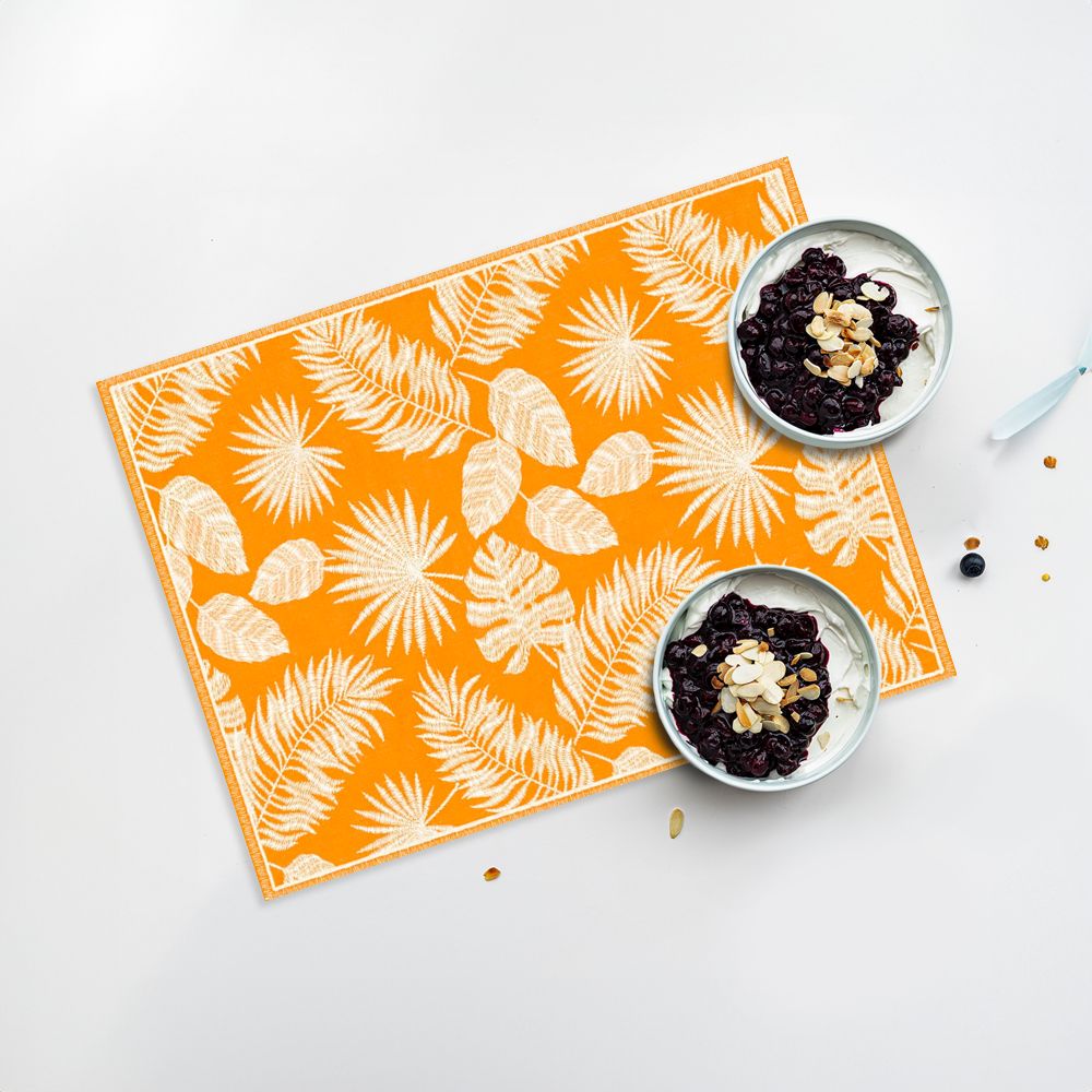 Lot de 4 sets de table en vinyle / Motif de feuilles tropicales
