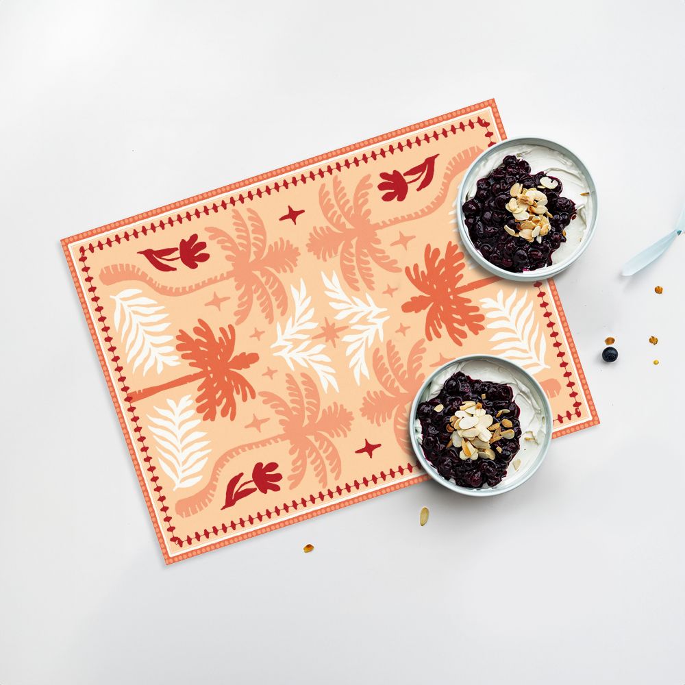 Lot de 4 sets de table en vinyle / Motif tropical