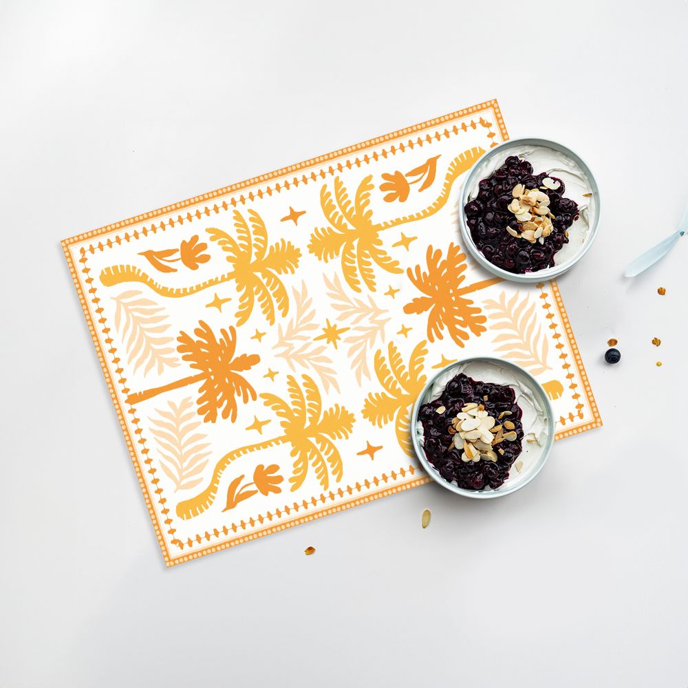 Lot de 4 sets de table en vinyle / Motif tropical