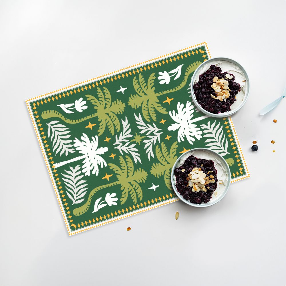 Lot de 4 sets de table en vinyle / Motif tropical