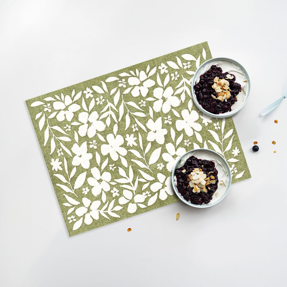 Lot de 4 sets de table en vinyle / Motif floral