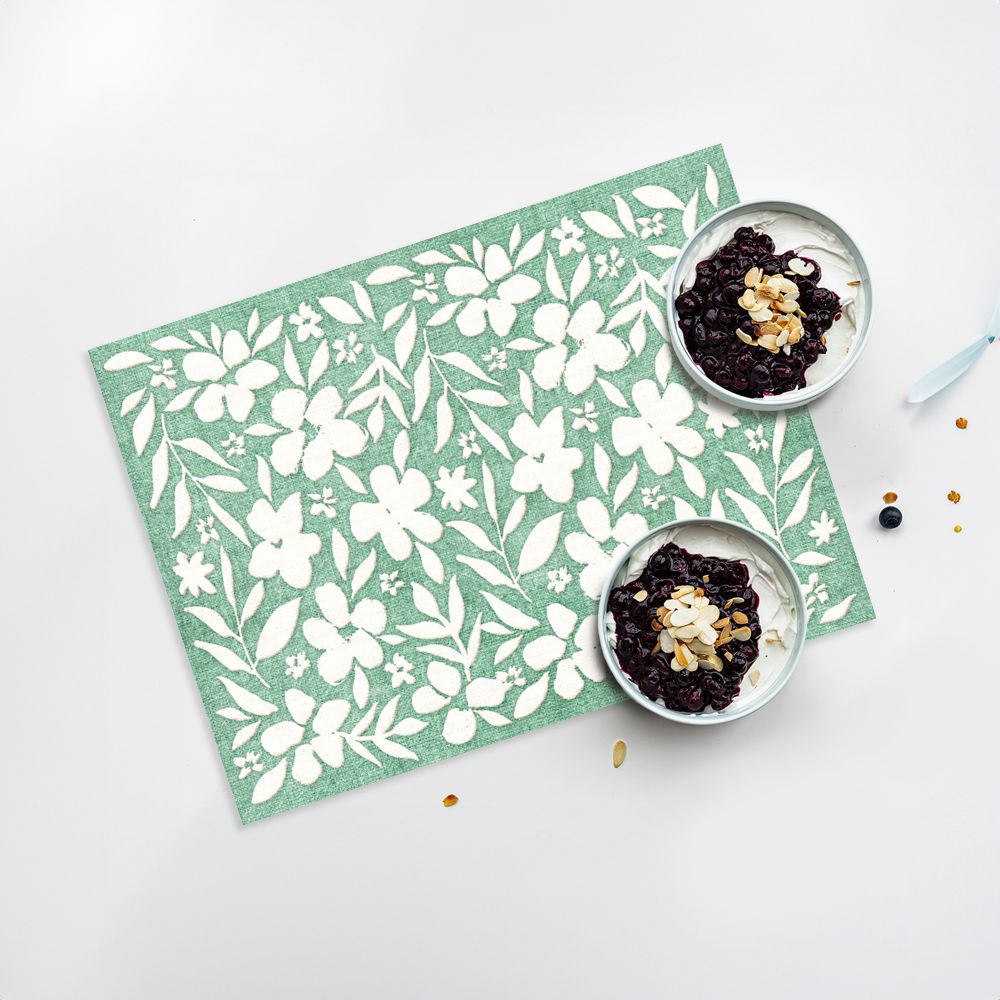 Lot de 4 sets de table en vinyle / Motif floral