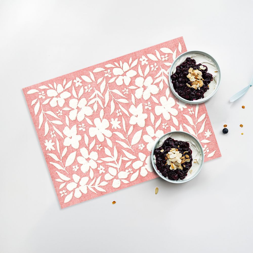 Lot de 4 sets de table en vinyle / Motif floral