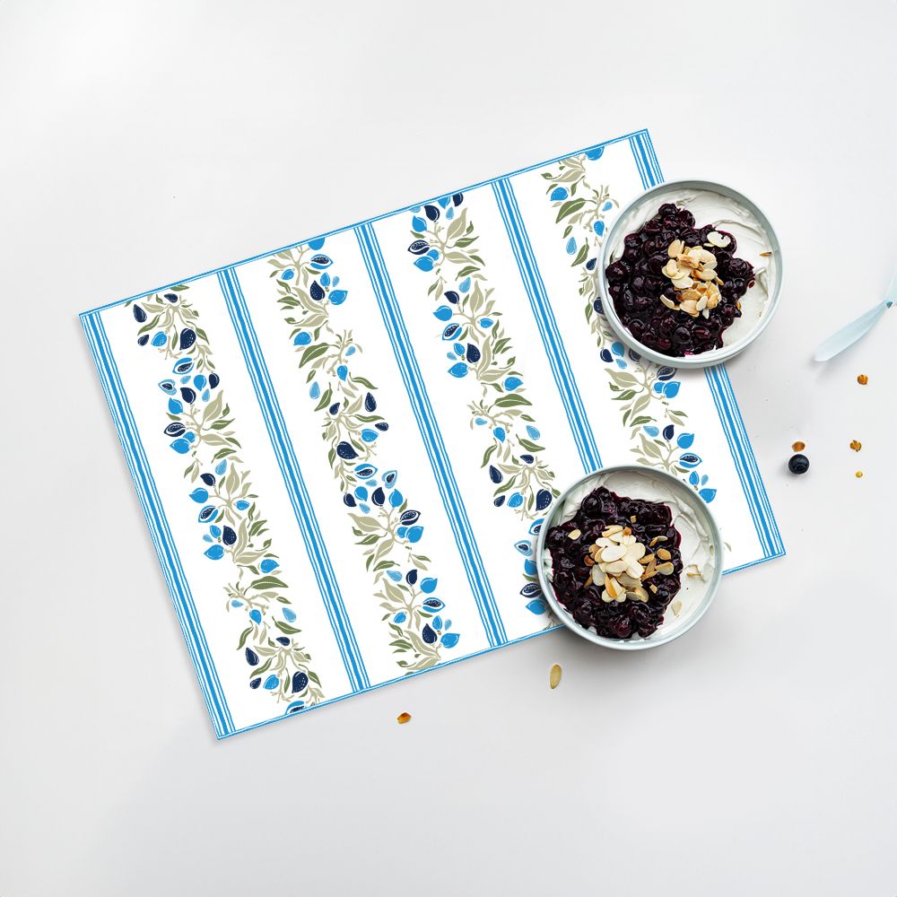 Lot de 4 sets de table en vinyle / Motif floral et feuilles