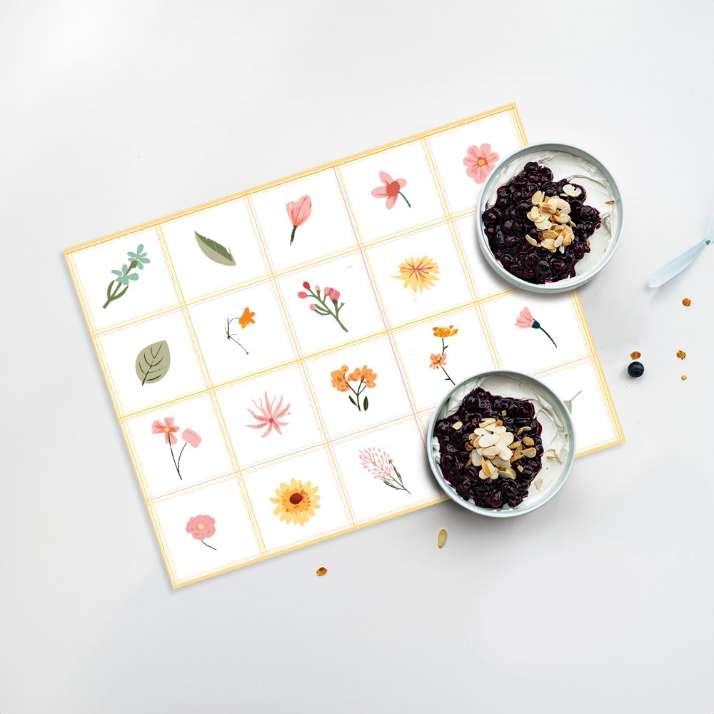 Lot de 4 sets de table en vinyle / Motif floral