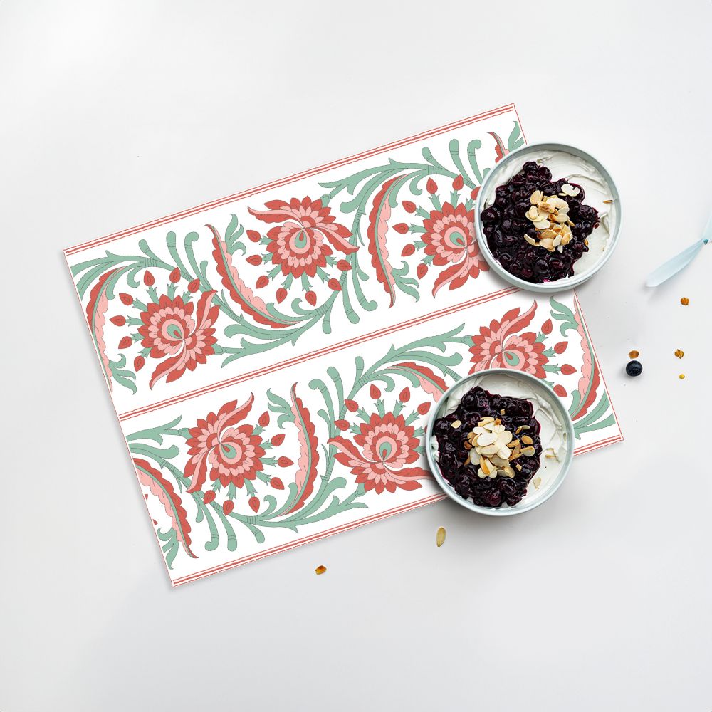 Lot de 4 sets de table en vinyle / Motif floral