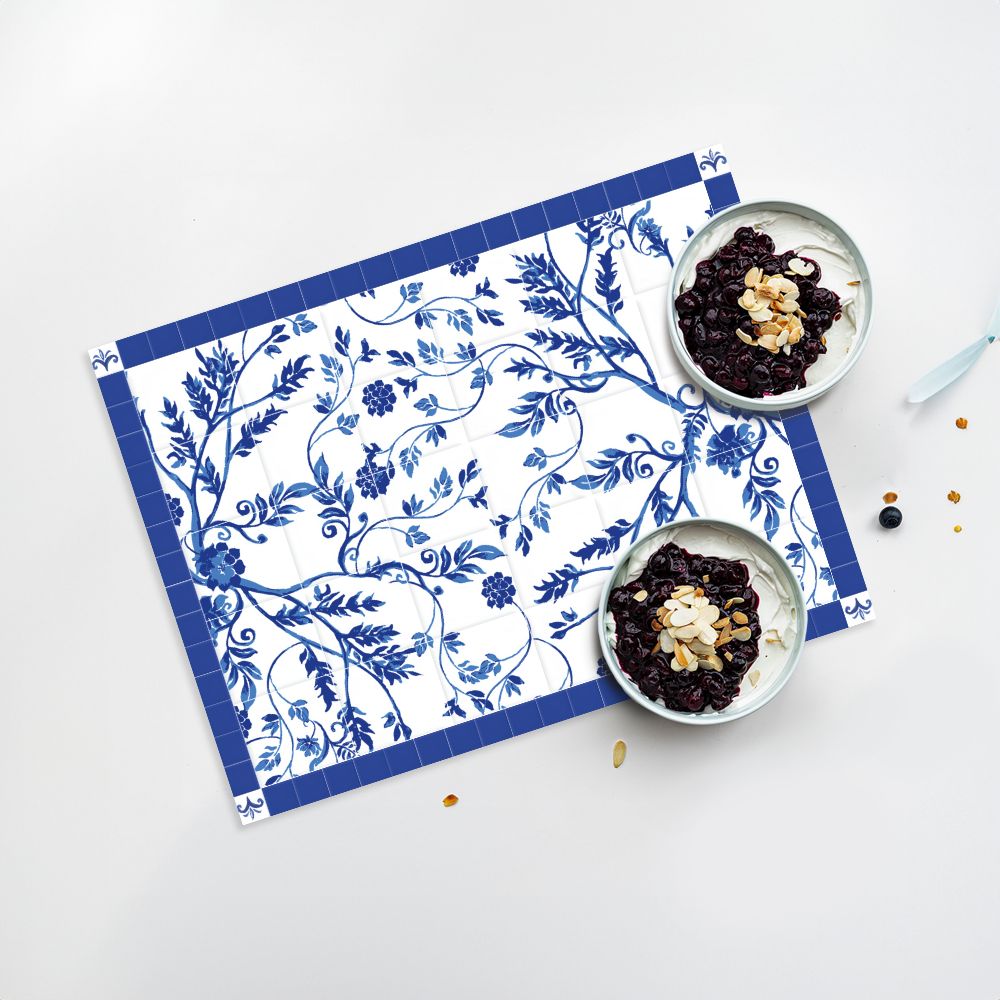 Lot de 4 sets de table en vinyle / Motif floral