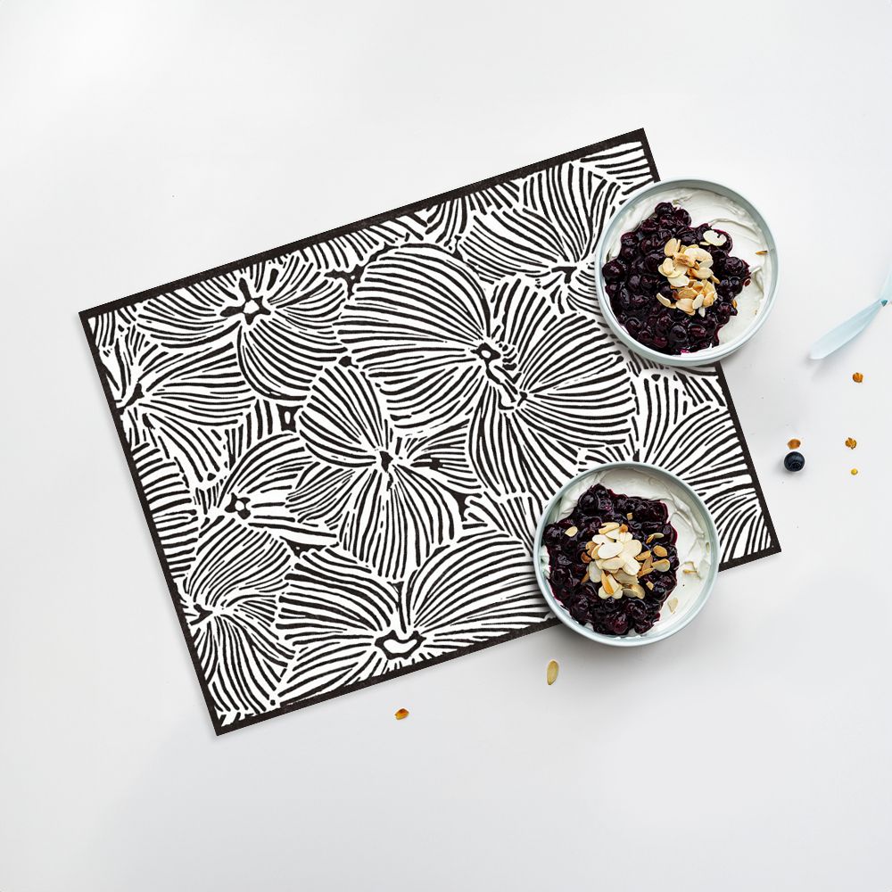 Lot de 4 sets de table en vinyle / Motif floral abstrait