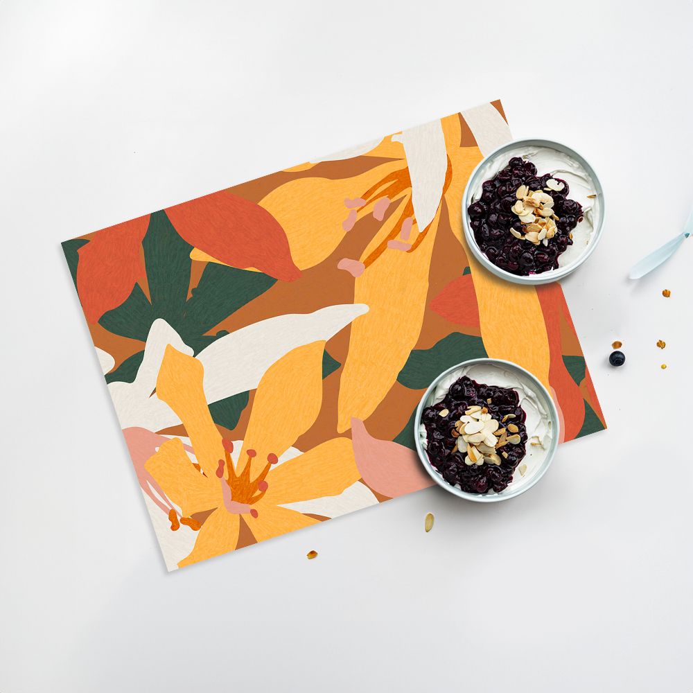 Lot de 4 sets de table en vinyle / Motif floral