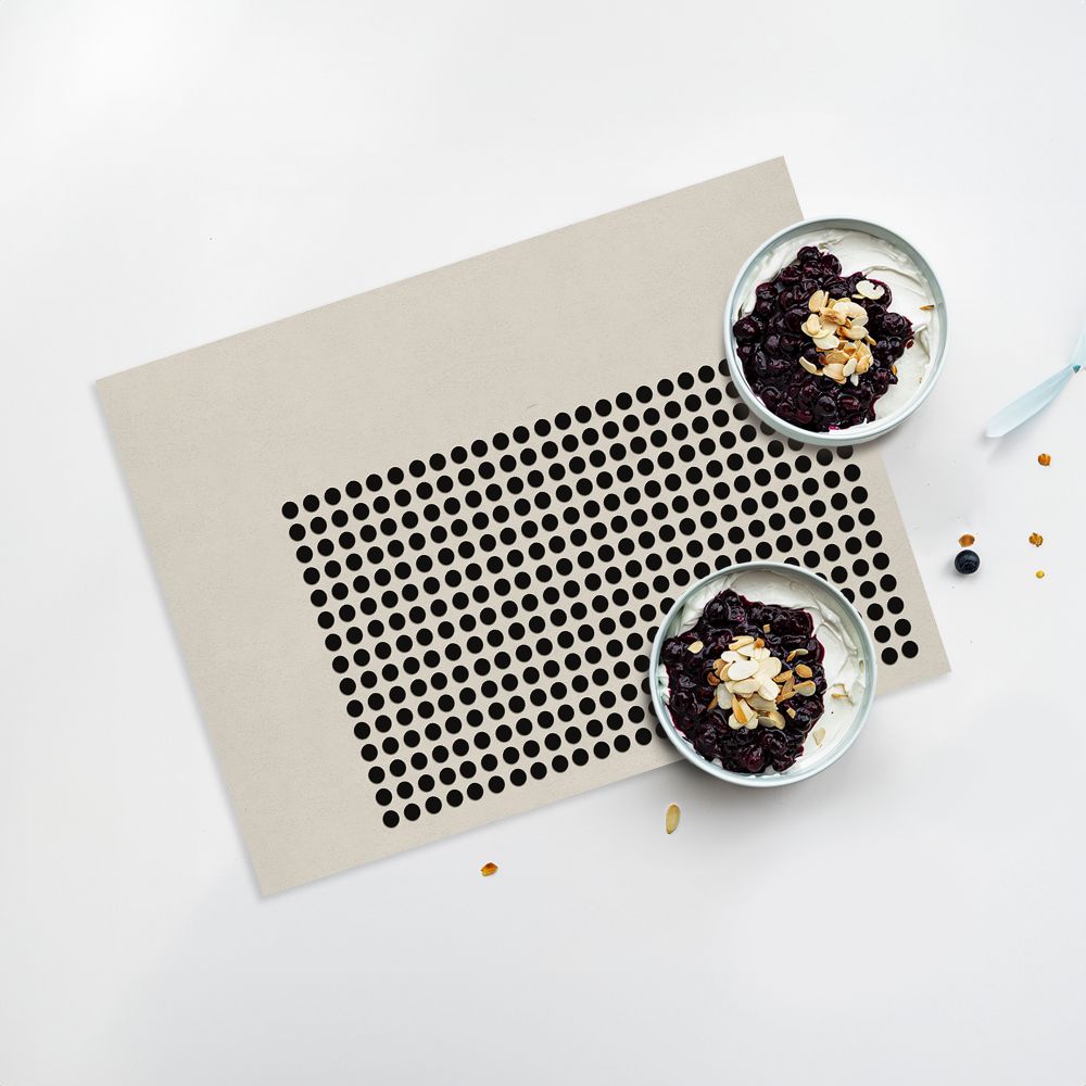 Lot de 4 sets de table en vinyle / Motif de points noirs